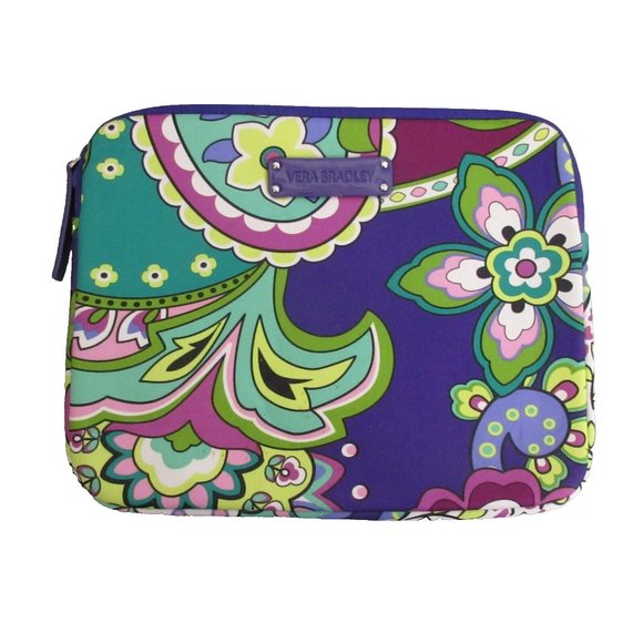 Vera Bradley I-Pad Notebook E-Reader Sleeve Case Neoprene Heather Purple 10"x 8" - Picture 1 of 5